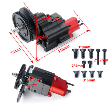 Benedict Harry 2 Speeds Metal Complete Transmission Case Gearbox with Dig Gear for 1:10 Axial SCX10 RC Crawler Car