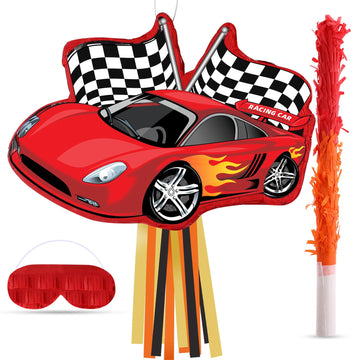Cars Piata Race Car Piata Supplies Racing Party Piata Decoration Supplies with Blindfold Bat 16.6 x 12.4 x 3.3 Racecar Piata Bun