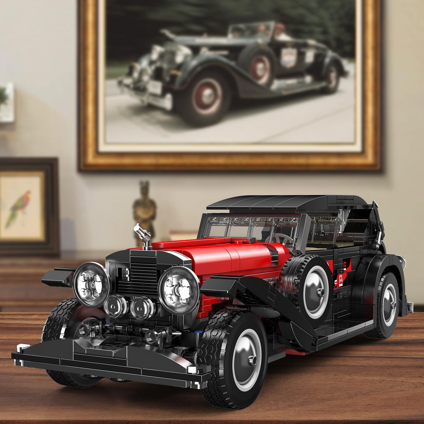 Mould King 10114 Classic Car Building Toy Set, Moc Vintage Car Model Building Block Kit, Technology Retro Car Toy For Kids Age 8+ Static Version(1,308 Pieces)