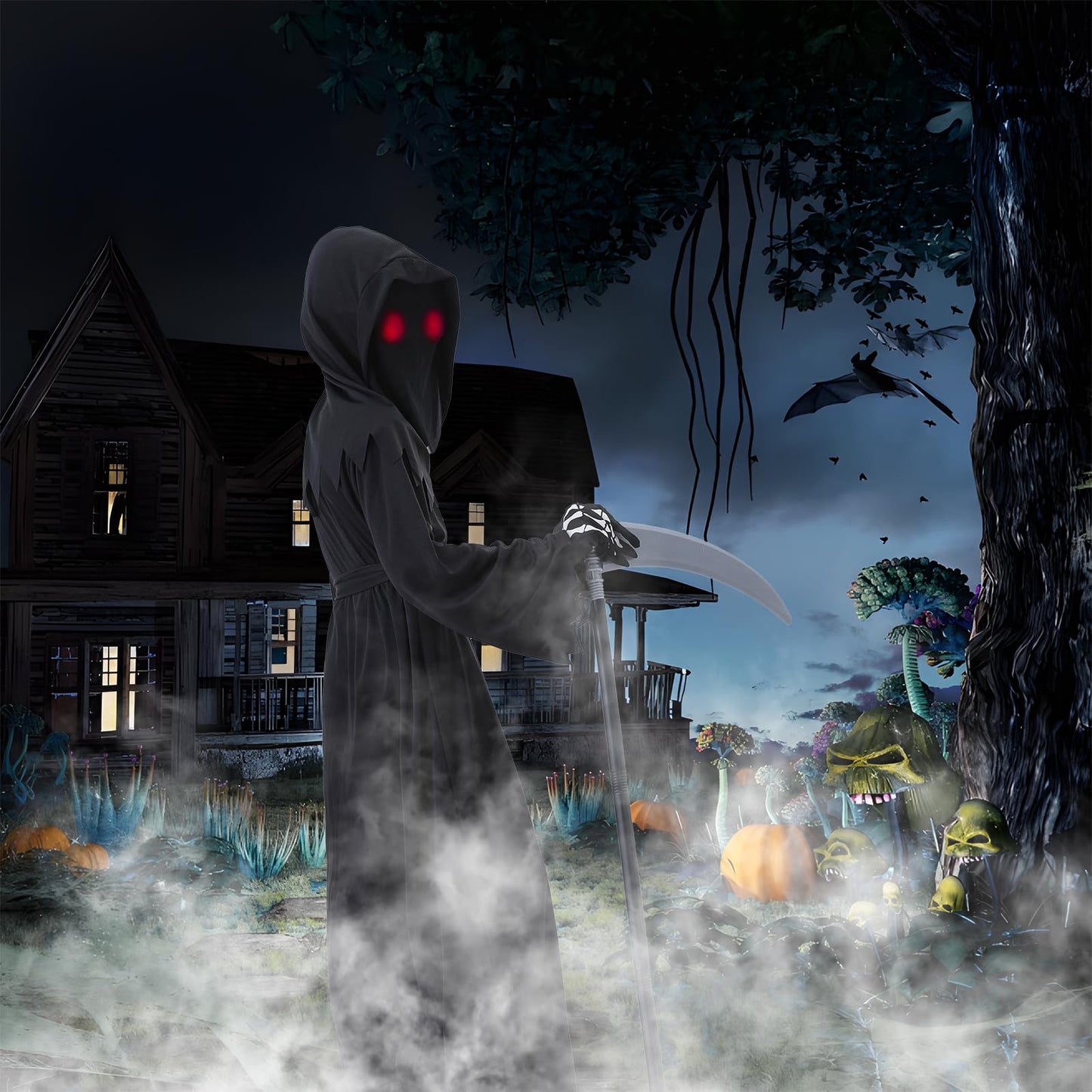 Clothand Grim Reaper Costume Kids Set, Death Scary Halloween Costumes For Kids Boys, Scary Ghost Cosplay Outfit Halloween Party