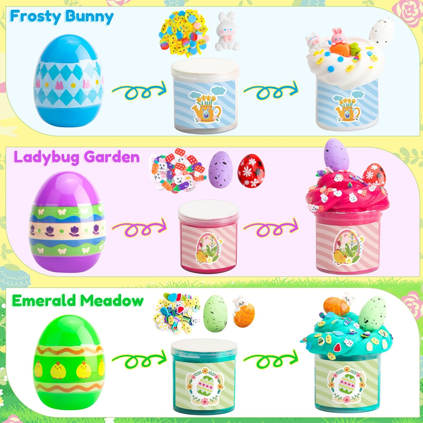 Prefilled Easter Slime Eggs With Butter Slime & Charms - Perfect For Kids Easter Party Favors,Egg Hunt, Basket Stuffers & Classr
