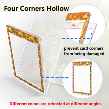 5 PCS Magnetic Card Holder  35pt One Touch Laser Bronzing Card Holder  U-V Protectors Hard Plastic for Trading Cards  Magnet Case  Sports  Football  Baseball Cards Holder-Glass Red