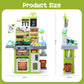 HOLYFUN Kids Kitchen Playset, Pretend Play Kitchen with Sounds and Lights, Cooking Stove Steam,Play Sink and Play Food,Toy Kitch