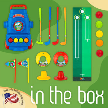 Toyvelt Toddler Golf Set - Kids Golf Clubs With 6 Balls, 4 Golf Sticks, 2 Practice Holes And A Putting Mat - Promotes Physical &