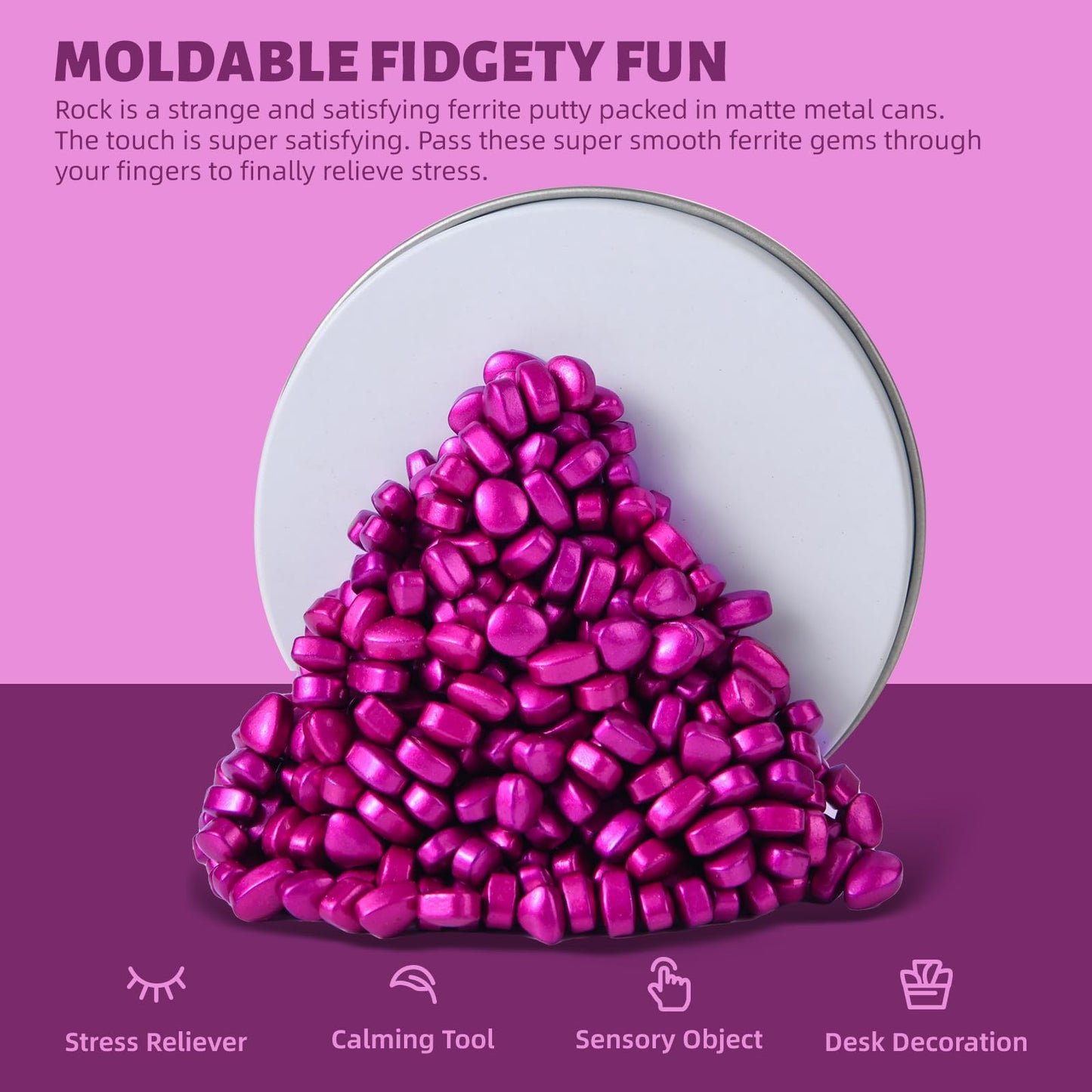 Magnetic Ferrite Putty Rocks,Rose Red More Than 300 Weak Magnetic Smooth Ferrite Pebbles, Magnet Rock Desk Toys And Time-Killer