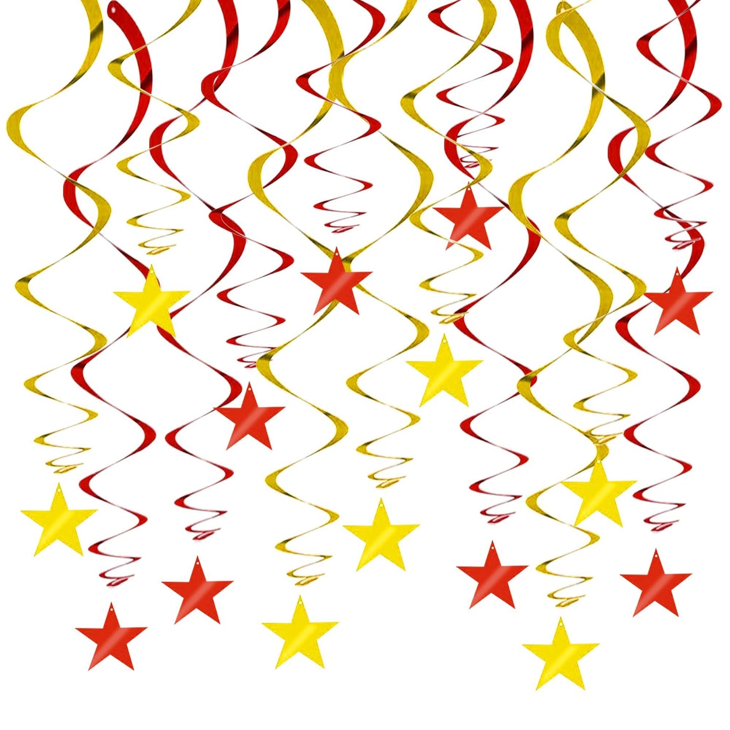 BEISHIDA Red Gold Star Hanging Swirl Ceiling Hanging Decorations for Happy New Year 2026 Party Spring Festival Chinese Lunar Val