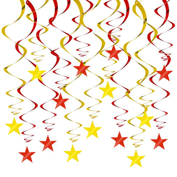 BEISHIDA Red Gold Star Hanging Swirl Ceiling Hanging Decorations for Happy New Year 2026 Party Spring Festival Chinese Lunar Val