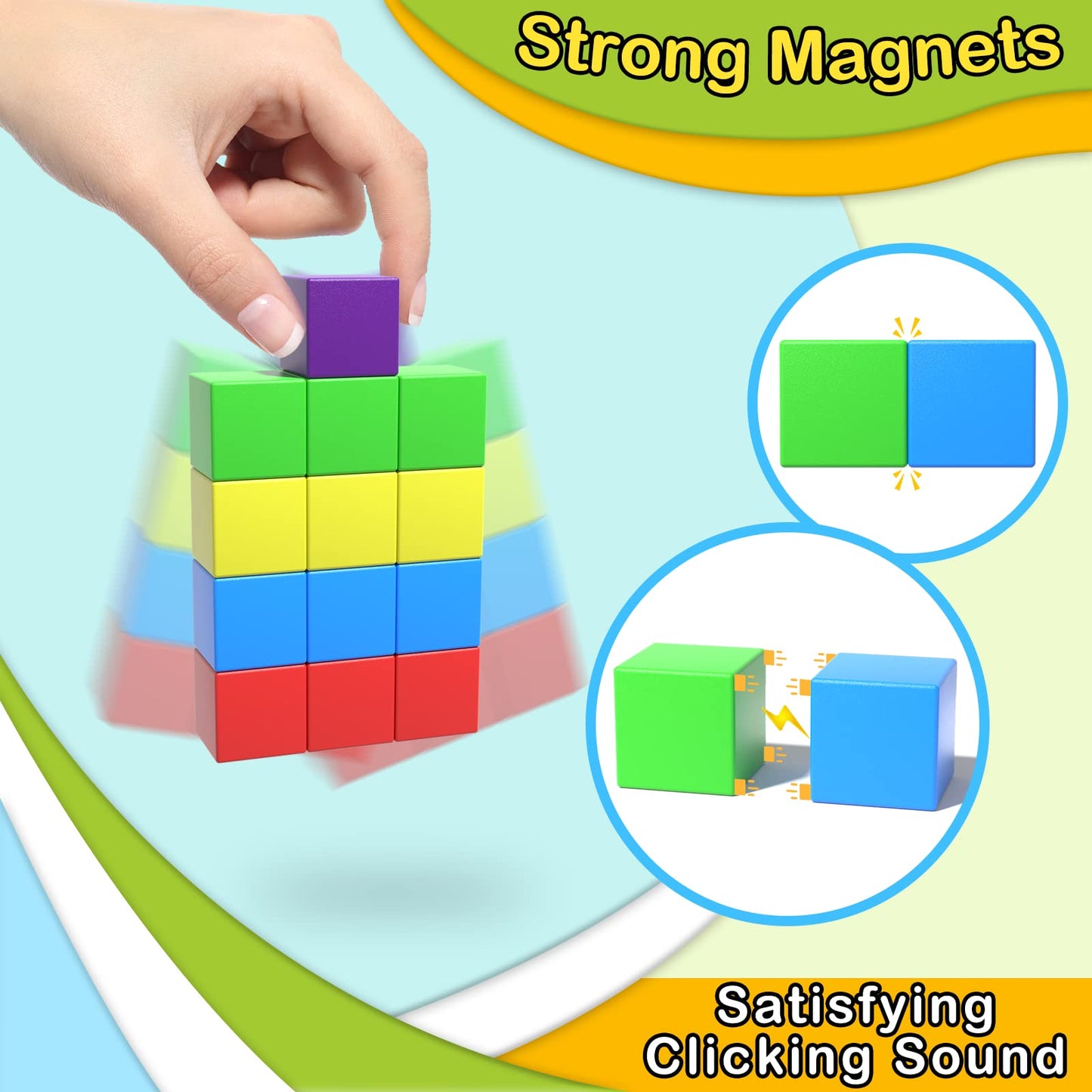 Veneibe 72pcs Magnetic Building Blocks for Toddlers  Large Magnet Construction Cube Toys for Kids  Preschool STEM Educational Sensory Montessori Square Toy for 3 4 5 6 Boys & Girls