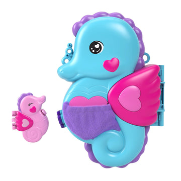 Polly Pocket - Seahorse Bag 2-In-1 Playset Polly And Shani Dolls Animals & 13 Accessories Included Make A Wear Bag Toy For Kids 4+ Years Hwp03
