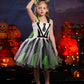 Obeeii Kids Girls Halloween Costume Black White Stripe Tulle Tutu Dress With Headband Set Carnival Fancy Dress Black White Strip
