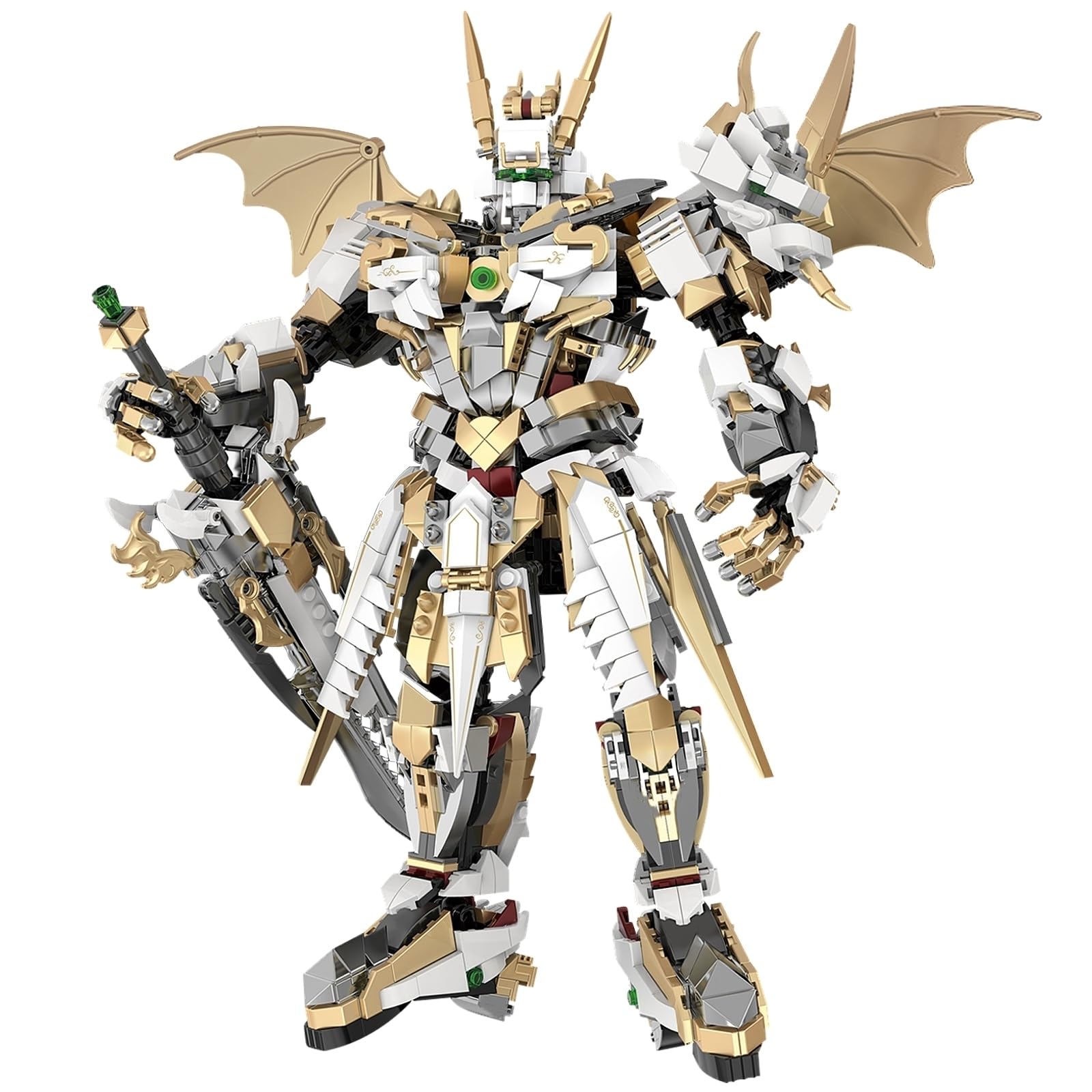 HIGH GODO Hero Mech Building Blocks Set for mature-themeds Golden protective covering Robot Model Building Kit with Classic decorative replica blades  Hard Core Chinoiserie Style Collectible Ninja Gifts for Man Boys Ages 12+ (1609 PCS)