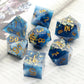 Pjoy Dnd Sharp Edged Dice Set, 7Pcs White And Dark Blue With Gold Foil Resin Dnd Dice Set D&D Polyhedral Dice With Dice Case For