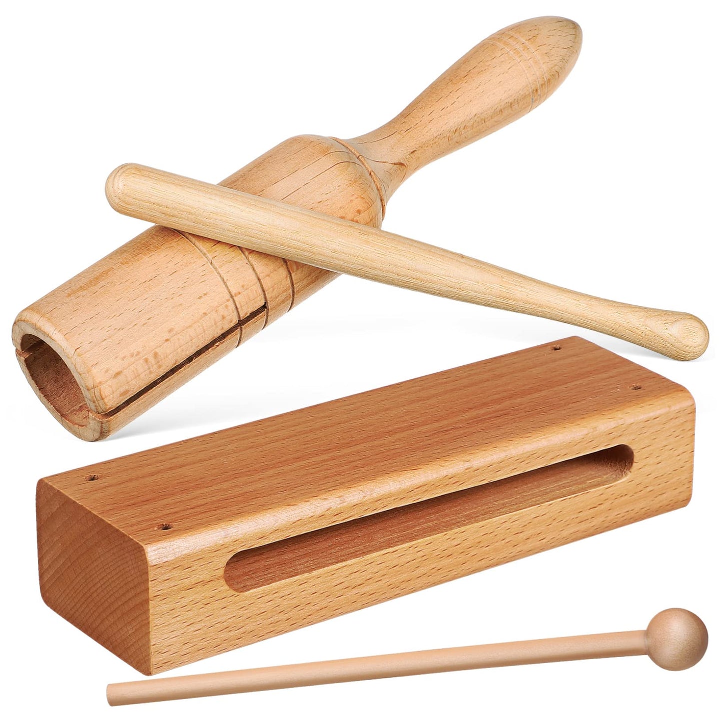 Excluzo 2 Sets Orff Instrument Percussion Wooden Music