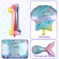 Mermaid 1St Birthday Decorations, 8Pcs Mermaid Party Decorations Balloons, 40 Inch Rainbow Number 1 Balloon, Large Helium Foil Mermaid Tail Balloon, Seashell Balloons For Girls' 1St Birthday Party