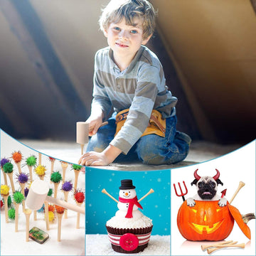 Kihaco Hammering And Pounding Toys For Kids Include 1 Wood Hammer And 30 Bamboo Nails Improve Fine Motor Skills Friendly Natural Wooden Educational Montessori Toy For Childs Diy Birthday Gift For 4+