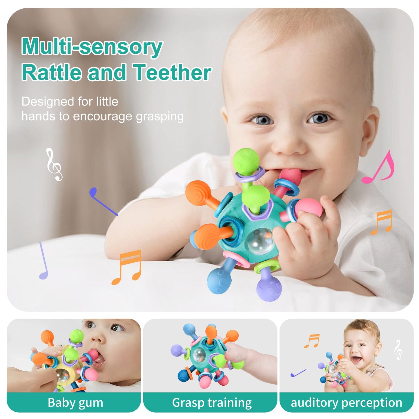 Baby Montessori Teething Toys For 0-6 6-12 Months Bpa Free Sensory Toys For Babies 0 3 6 9 12 18 Months Newborn Infant Learning