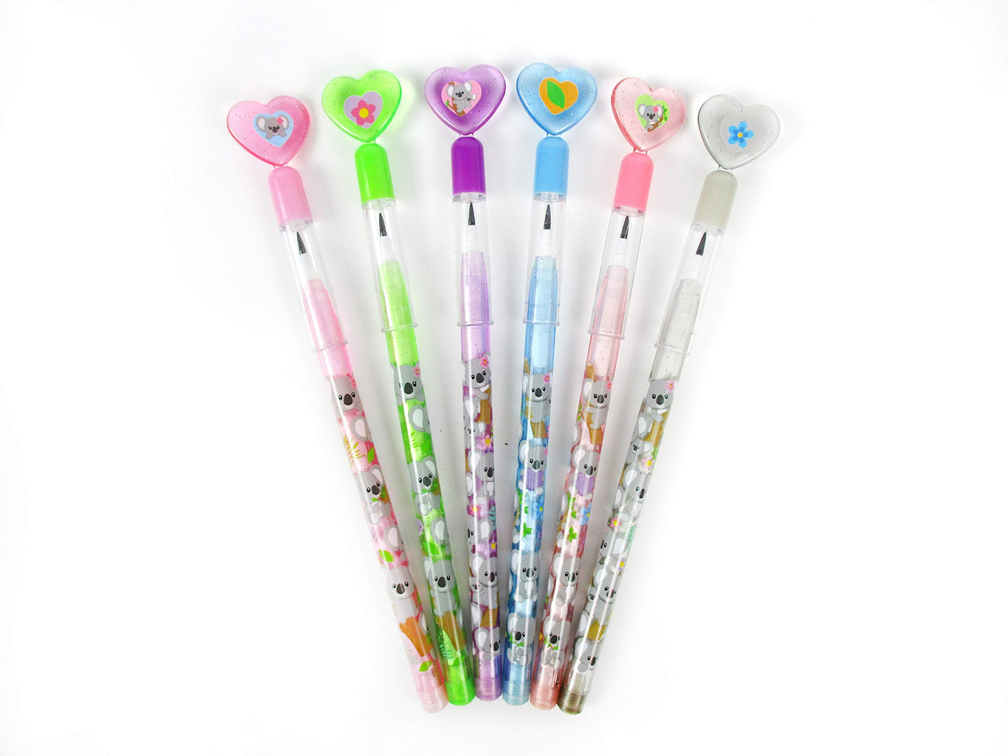 TINYMILLS 24 Pcs Koala Multi Point Stackable Push Pencil Assortment with Eraser for Koala Birthday Koala Party Favor Prize Carni