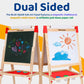 Blue Squid Art Easel For Kids - Dual-Sided Adjustable Wooden Painting Easels, Ideal Christmas Gift For Toddlers And Kid - With Magnetic Chalk Board, White Board & Paper Roll, Includes Accessories