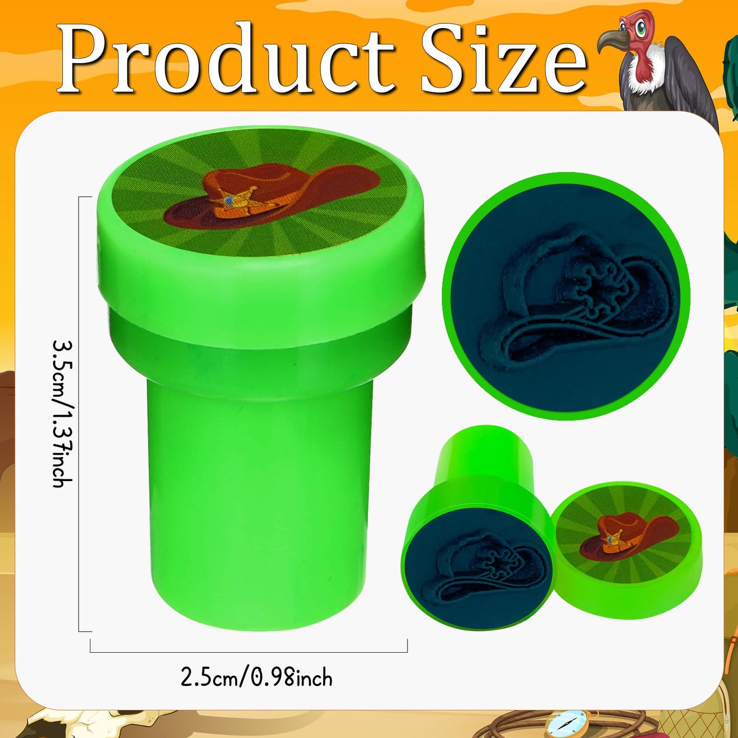 Cinrobiye 24 Pcs Western Cowboy Party Stampers for Boys Girls,Wild West Birthday Party Supplies Favors, Classroom Rewards Carniv