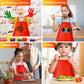 BOUBONI 12 Pieces Red Kids Painting Aprons Kids Art Aprons with 2 Roomy Pockets Kids Aprons for Art Painting Activity Kitchen Cr