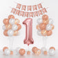 Rose Gold 40Inch Number 1 Balloon, First Birthday Decorations For Girl With Rose Gold White Confetti Balloons, Happy Birthday Ba