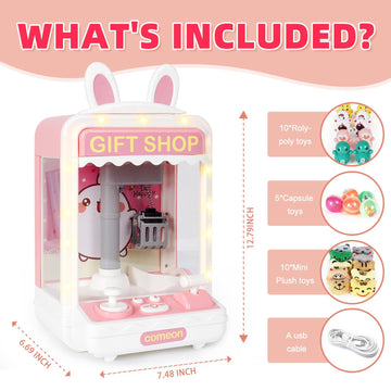 Toymni Mini Claw Machine, Claw Machine For Kids With Lights, Mini Vending Machine With Little Toys, Arcade Games Machines, Kids