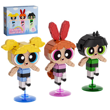 Power Girls Building Set, Puff Police Girl Building Toy, 3-In-1 Animated Character Model Toy, Compatible With Lego, Suitable For