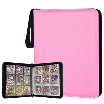 ULLTOON Portable 9-Pocket Trading Card Binder  Holds 1080 Cards with 60 Removable Sleeves Baseball Card Binder  Compact Card Album Organizer for Game & Sports Cards  Pink Color