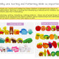 BMTOYS Montessori Wooden Stringing Beads Set - 42 Rainbow Farm Animals & Fruits for Toddlers 3-5 Years