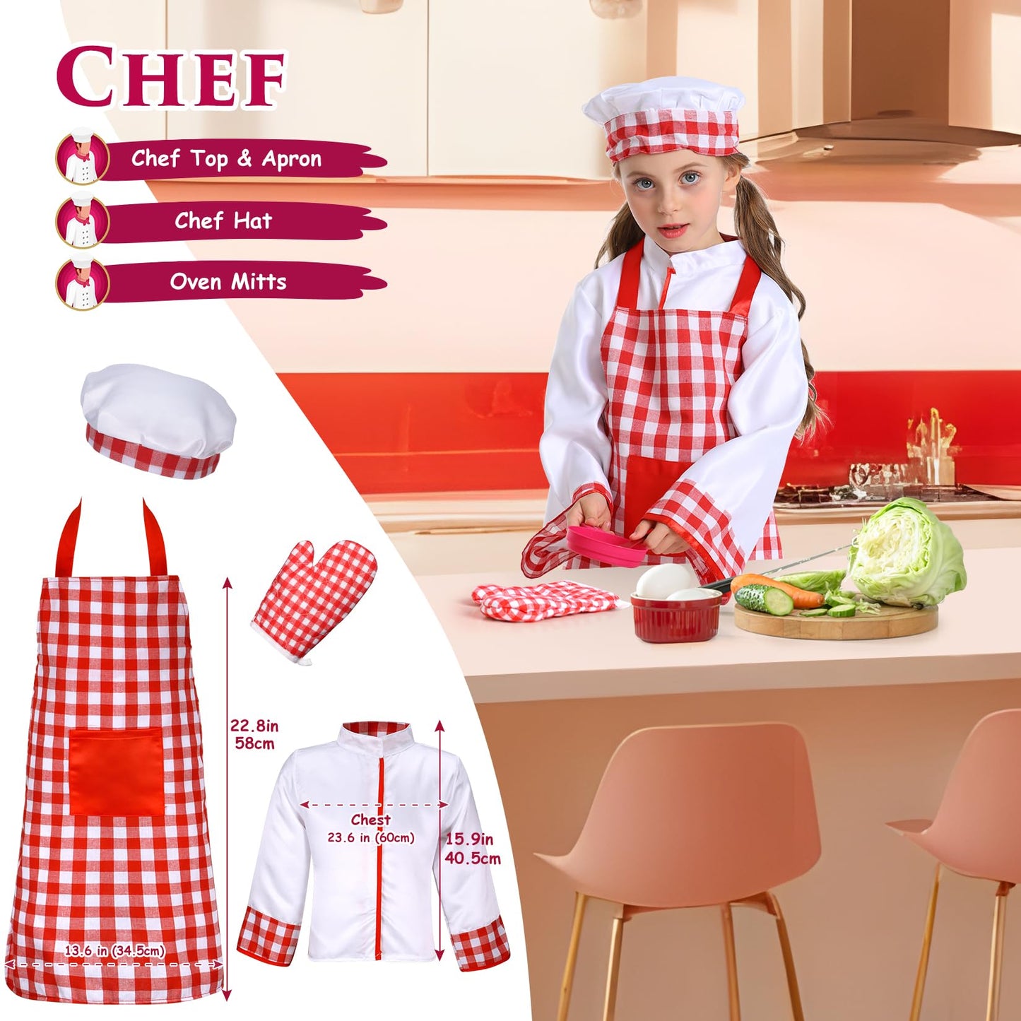 14Pcs Toddler Dress Up Clothes,Boys Dress Up Costumes For Play,Kids Dress Up Set With Firefighter,Construction Worker,Chef,Police Costume,Toddler Boy Toys Christmas Birthday Gifts For 3-6 Years Old