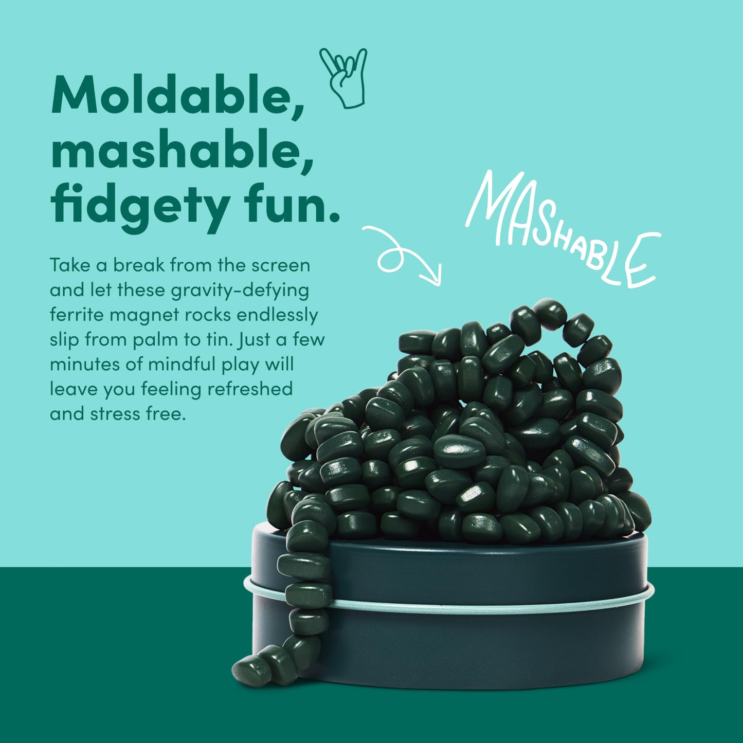 Speks Crags Ferrite Putty, 150+ Ferrite Stones In A Tin, Fidget Toy For Adults & Teens 14+, Desk Toy For Office, Christmas Gift, Holiday Stocking Stuffer, Stress Relief Present | Matte Jade, Small