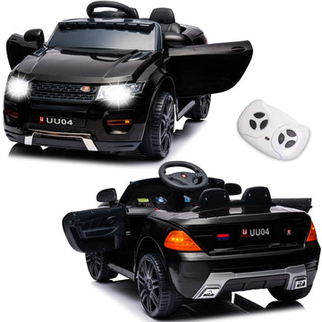 u URideon 12V Ride on Car, Battery Powered Electric Cars for Kids,Remote Control, Music,Black