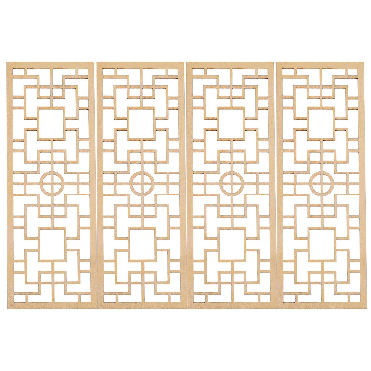 4Pcs Miniature Dollhouse Furniture, Chinese Style Wood Screen Model, Decorative Mini House Screen For Dollhouse Living Room, Ret