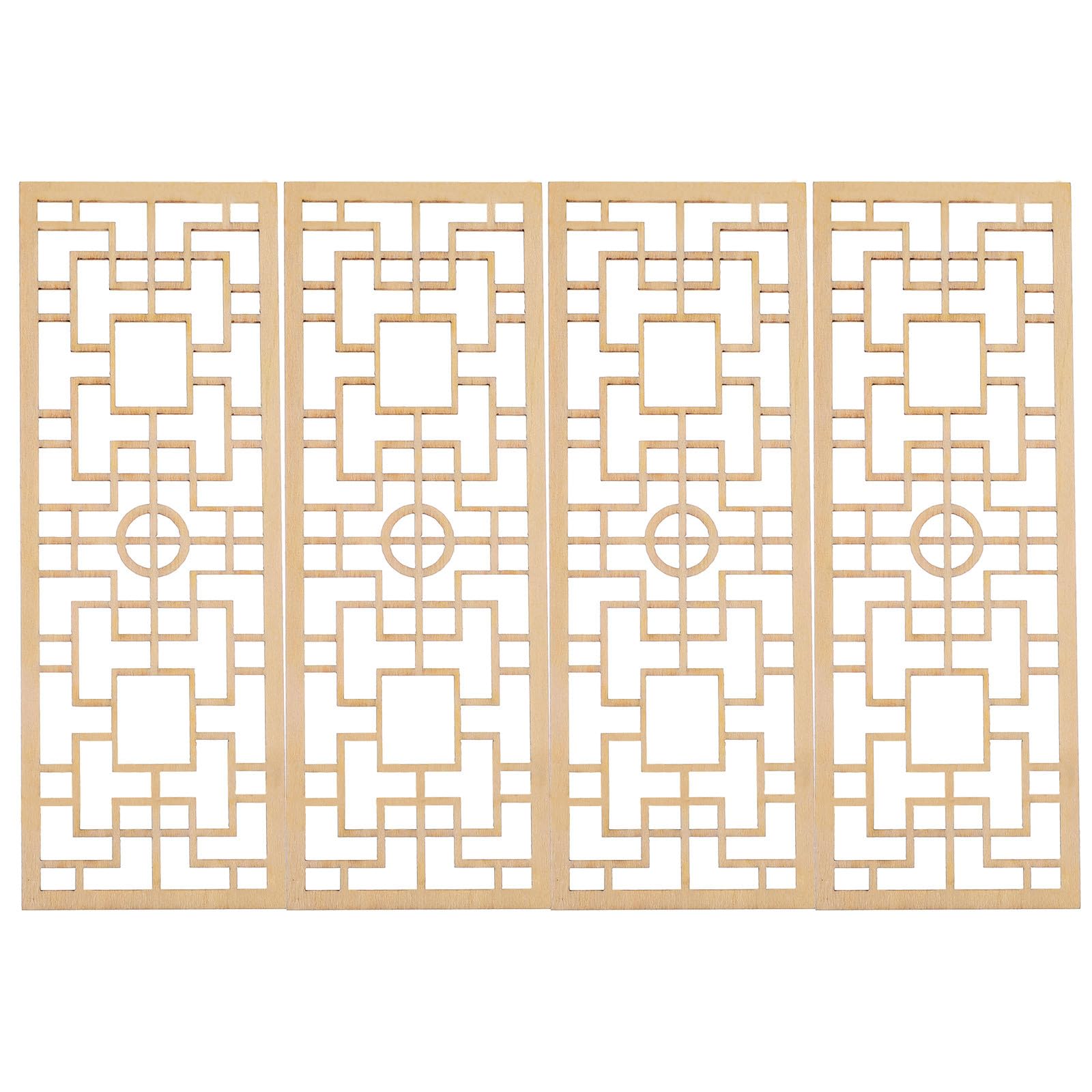 4Pcs Miniature Dollhouse Furniture, Chinese Style Wood Screen Model, Decorative Mini House Screen For Dollhouse Living Room, Ret