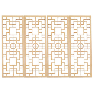 4Pcs Miniature Dollhouse Furniture, Chinese Style Wood Screen Model, Decorative Mini House Screen For Dollhouse Living Room, Ret