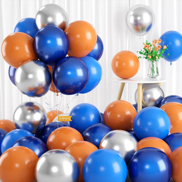Jobkoo Blue Orange Space Balloons, 55 Pcs Set - Natural Latex Boys' Party Decorations For Birthday, Baby Shower, Wedding And Mor