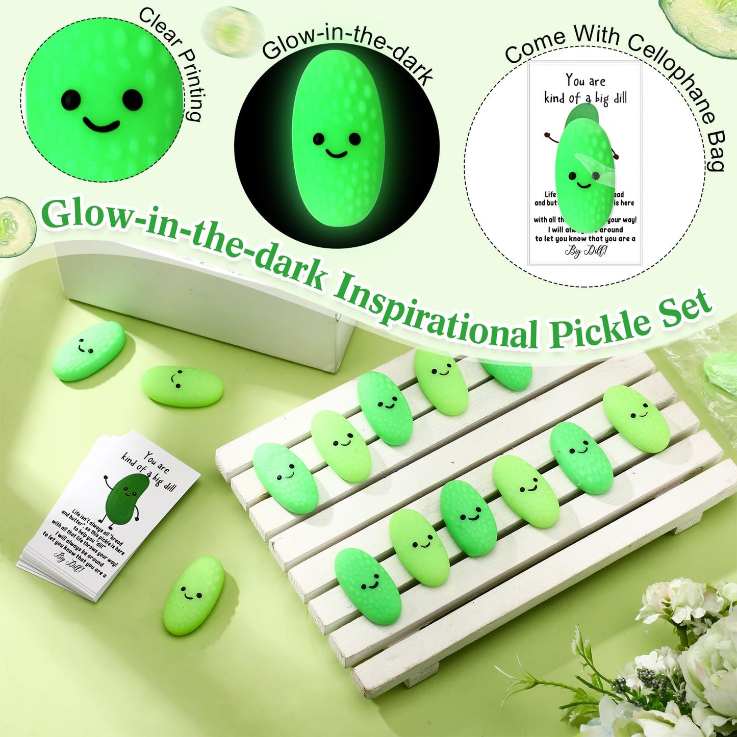 Wettarn Pickle Stress Balls - 30 Sets, Turquoise & Green, Mini Squeeze Balls for Office Appreciation Gifts - Model WAY-Wettarn-3770