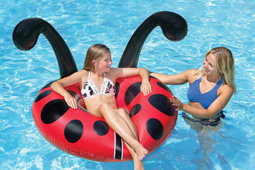 Poolmaster Lady Bug Inflatable Swimming Pool Party Float (48 Inch), Red, Black