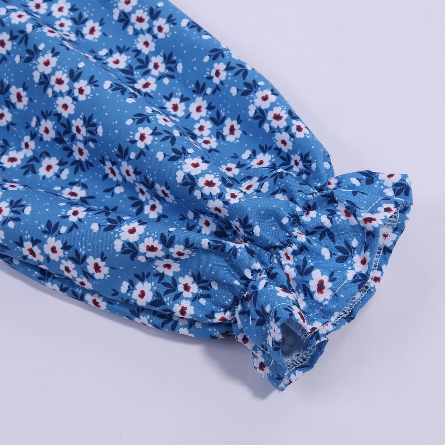 Rayekrot Girls Pioneer Costume Kids Floral Colonial Prairie Dress with Apron and Bonnet (9-10 Years)