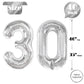 30 Balloon Number, Silver Number 30Th Birthday Balloons 40 Inch, 30 Years Old Silver Birthday Decorations For Men Women, 30Th An