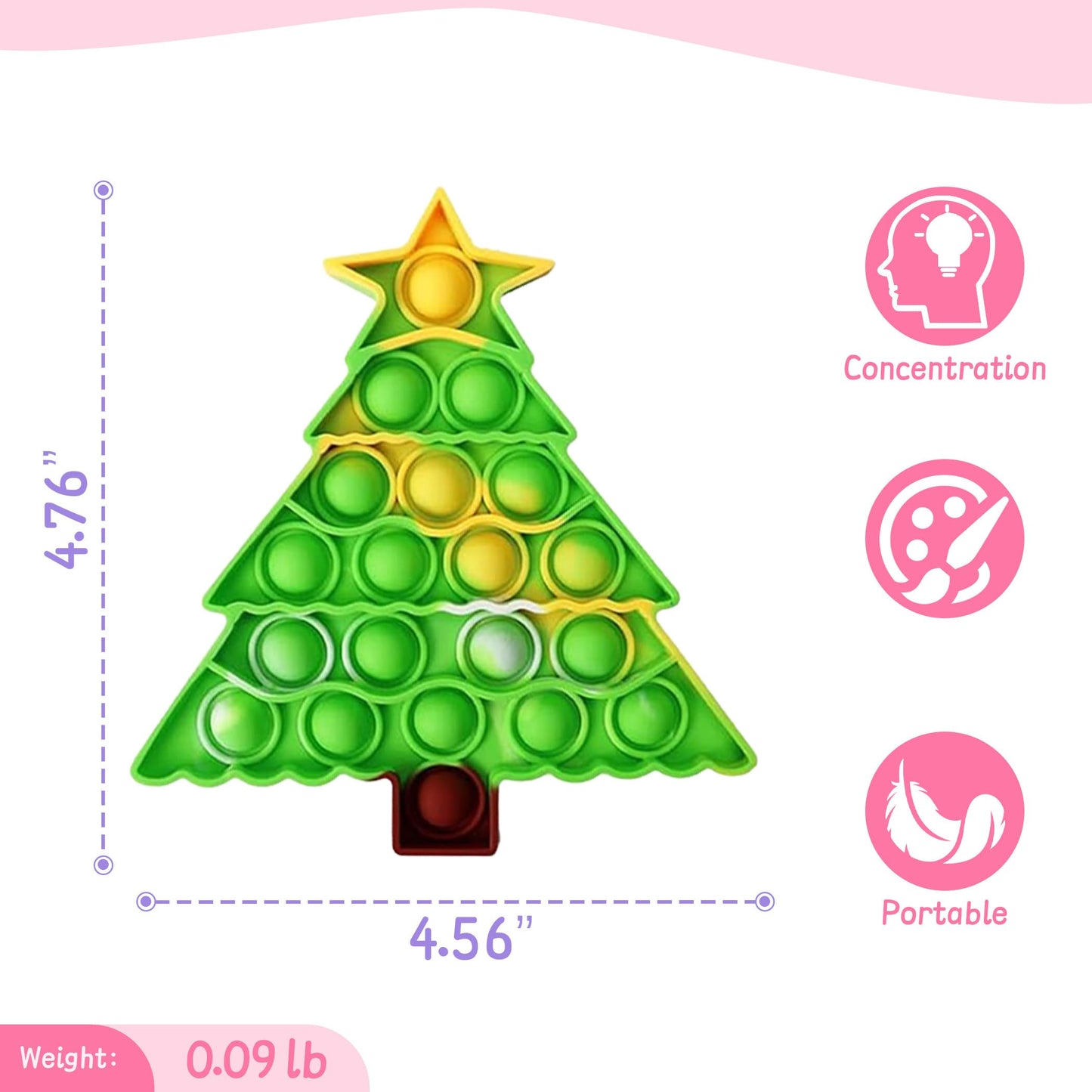 Christmas Themed Fidget Toys,Small Christmas Tree Push Bubble Sensory Toy Xmas Gifts For Kids Toddlers Girl Boy Adults Toy For Autism Anxiety Stress Relief Stocking Stuffer Party Favors Decorations