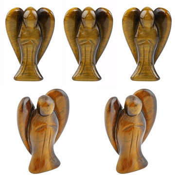 Rockcloud Healing Crystal Gemstone Carved Pocket Crystal Guardian Angel Figurines 1.5 Inch