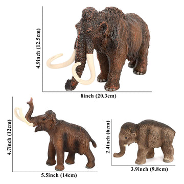 Vankcp 3Pcs Figurines Mammoth Family Toys,Realistic Ancient Elephant Figurines Model, Cake Toppers Playset Eduactional Toys Part