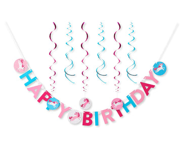 American Greetings Rainbow Unicorn Birthday Party Supplies, Banner Kit (7-Pieces)