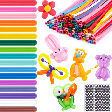 Lovestown 150Pcs Animal Shape Balloons - 260 Long Magic Balloons In 17 Assorted Colors For Birthday, Clown, Wedding, Party Decor