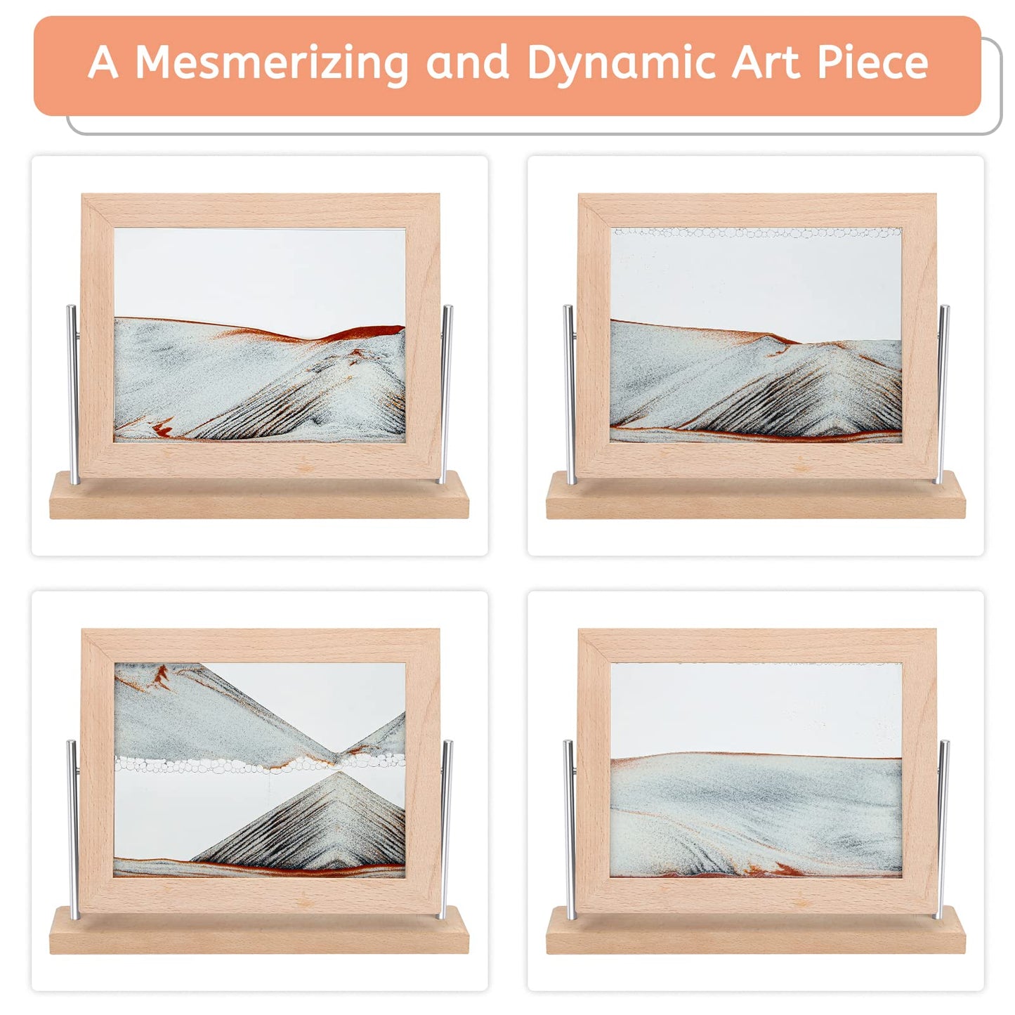 Coitak Moving Sand Art Picture, Dynamic Sand Picture, Desktop Moving Sand Art for Home Decor and Office (Gold)