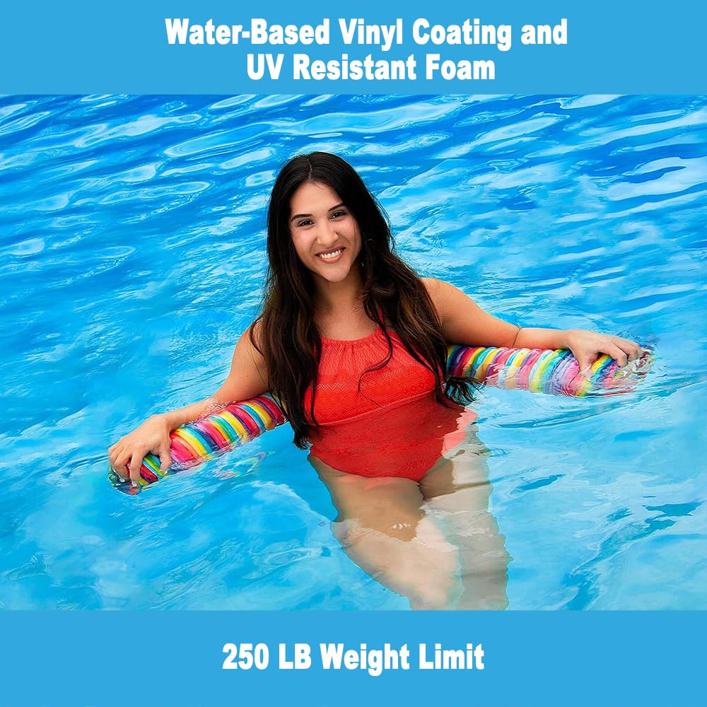 IMMERSA Jumbo Swimming Pool Noodles  enhanced Soft Water-Based Vinyl Coating and UV Resistant Foam Noodles for Swimming and Floating  Lake Floats  Pool Floats for mature-themeds.(Colorful Stripes)