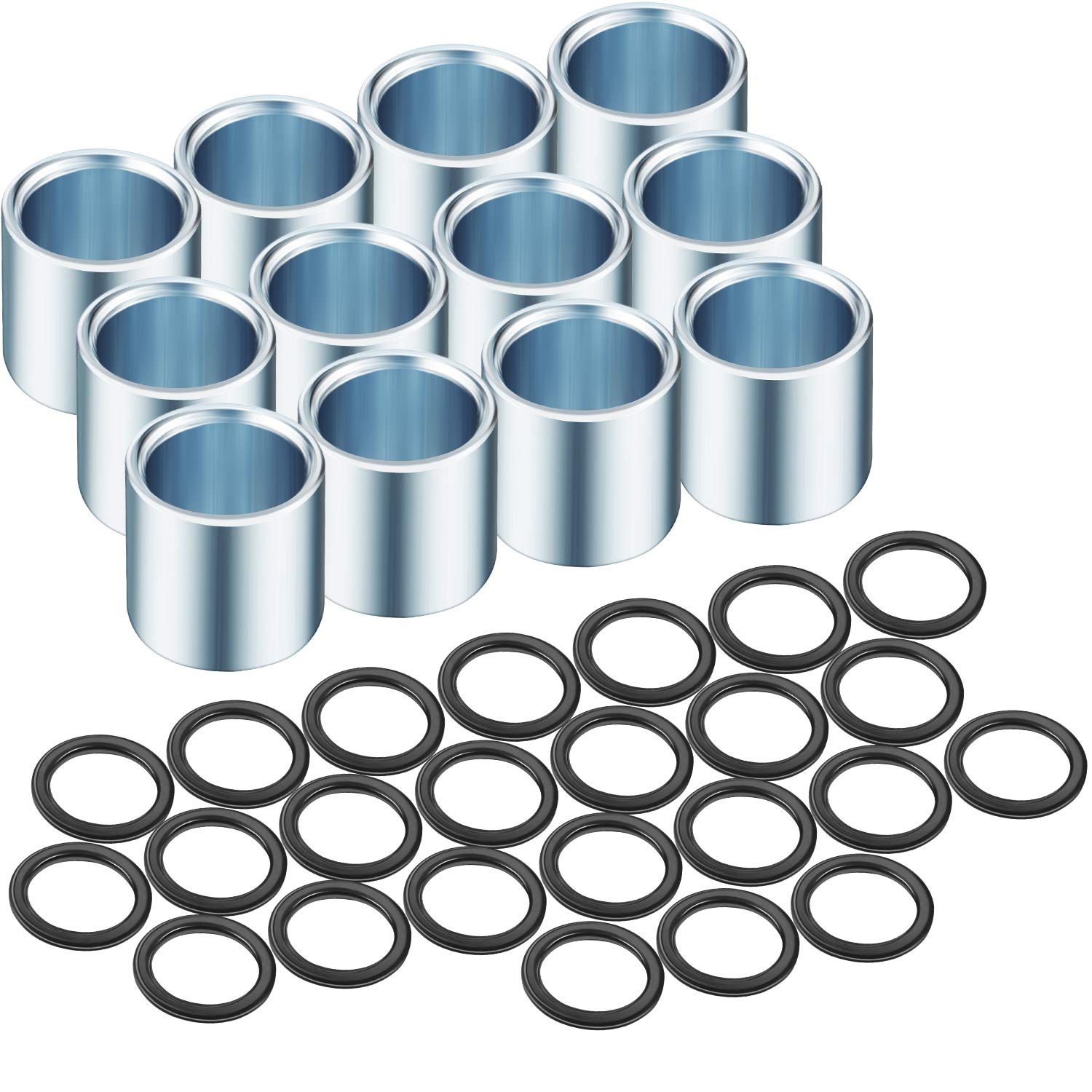Sumind 36 Pieces Bearing Spacers and Washers Skateboard Hardware Kit for Most Skateboard Trucks and Longboards (24 Washers, 12 S