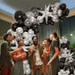 Bonropin 161Pcs Black And Silver Balloons Garland Arch Kit With Explosion Star Balloons, 5/10/12/18In Metallic Sliver And Black