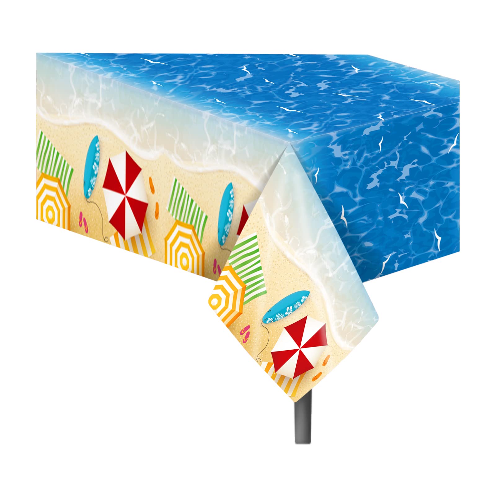 Lide Road 2 Pcs Summer Beach Tablecloth Hawaiian Decorations Disposable Plastic Pool Tablecloth Table Cover for Picnic Beach The